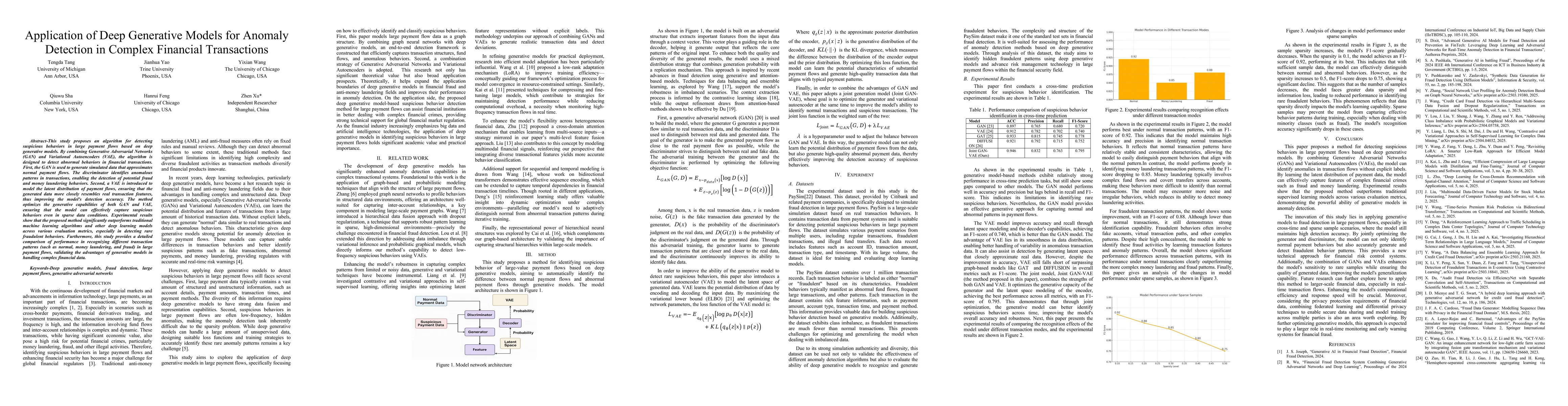 Thumbnail for Application of Deep Generative Models for Anomaly Detection in Complex
  Financial Transactions