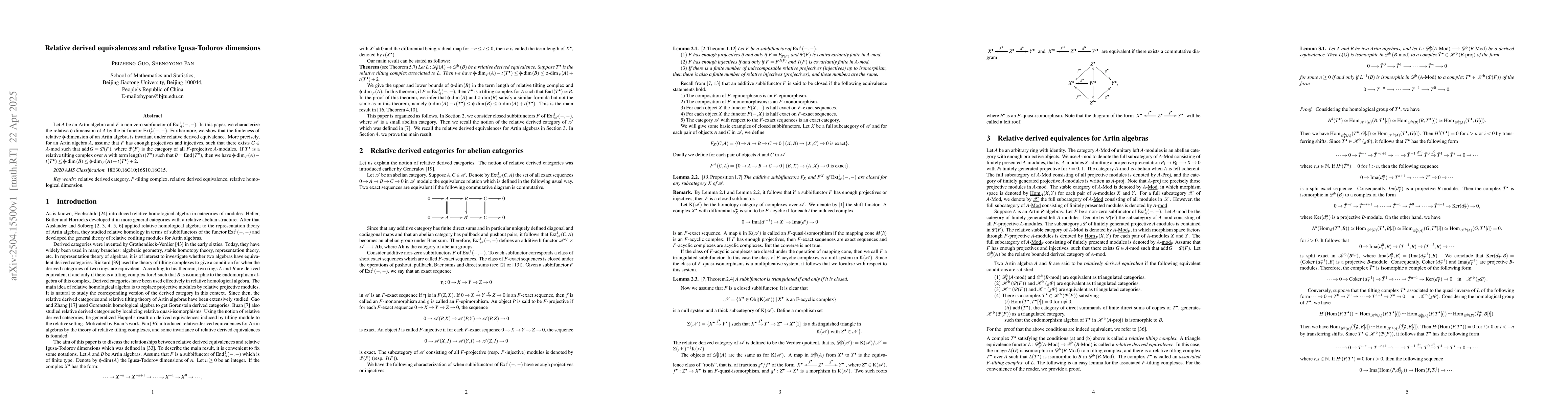 Thumbnail for Relative derived equivalences and relative Igusa-Todorov dimensions