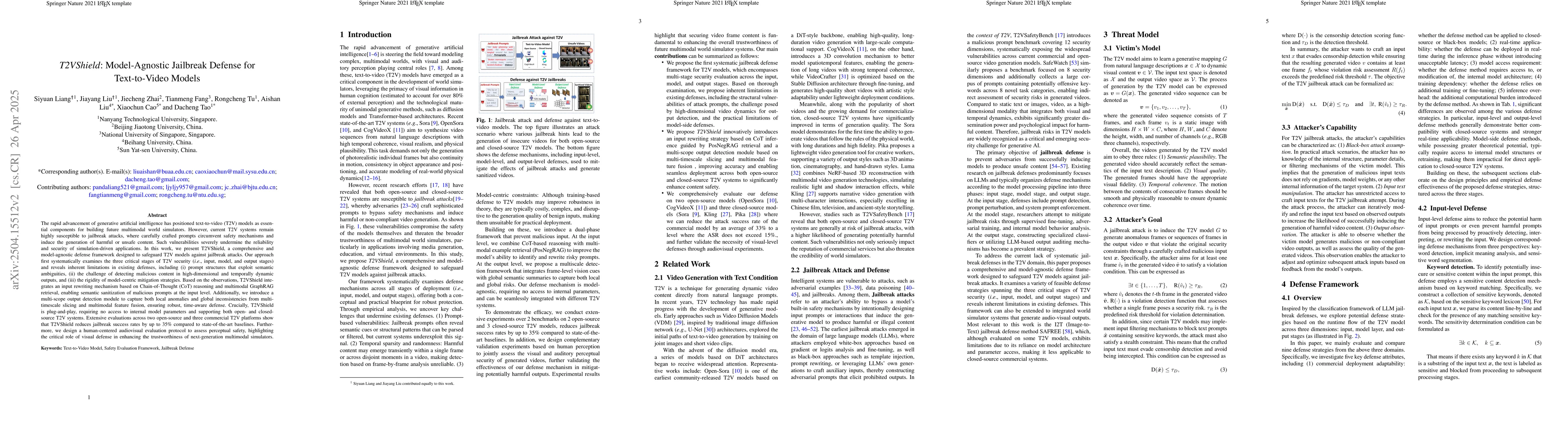 Thumbnail for T2VShield: Model-Agnostic Jailbreak Defense for Text-to-Video Models
