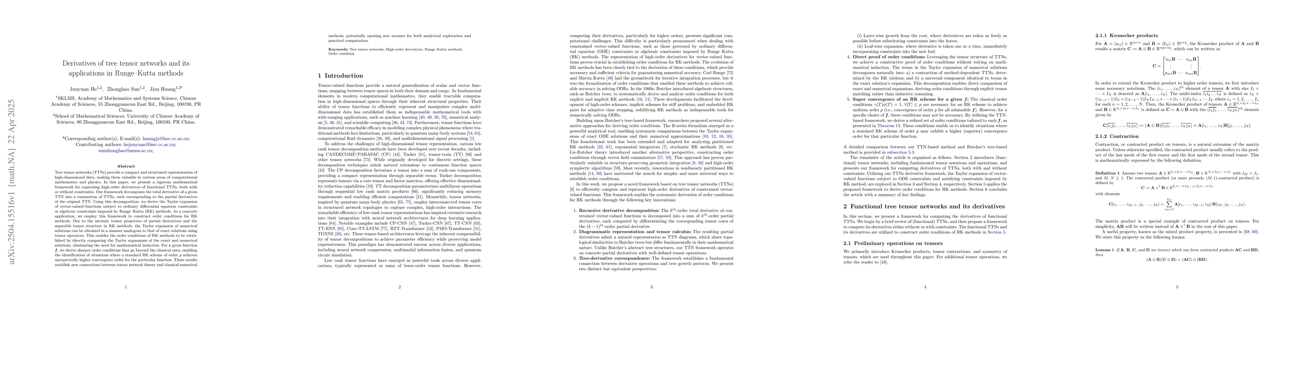 Thumbnail for Derivatives of tree tensor networks and its applications in Runge--Kutta
  methods