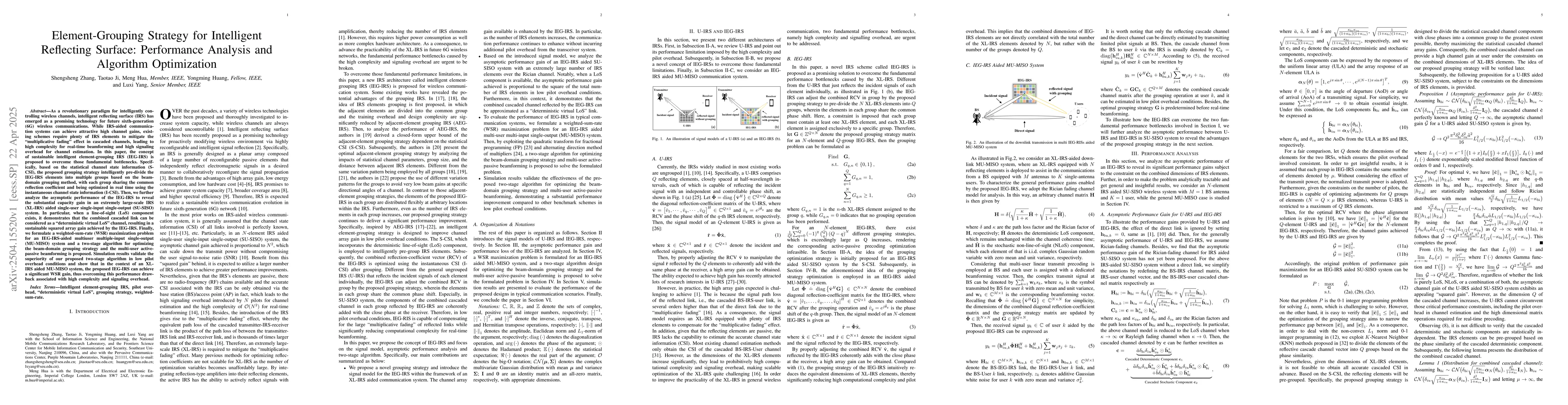 Thumbnail for Element-Grouping Strategy for Intelligent Reflecting Surface:
  Performance Analysis and Algorithm Optimization
