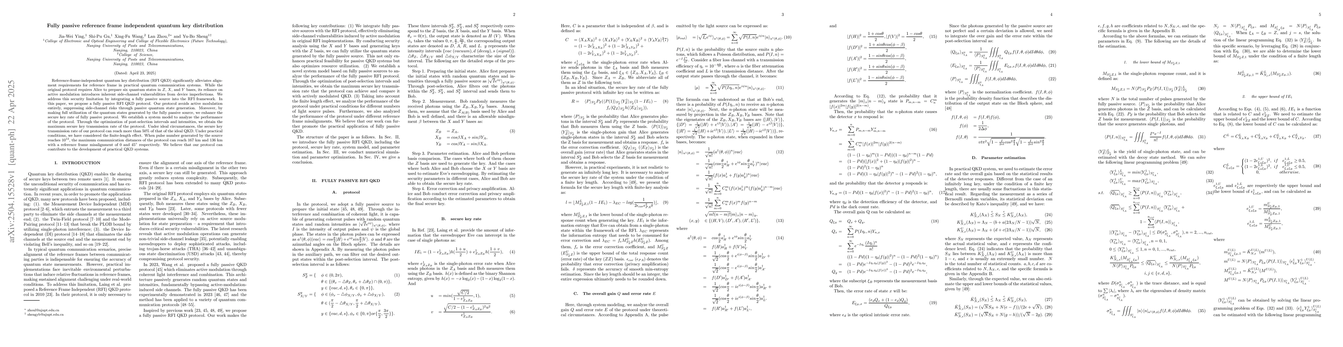Thumbnail for Fully passive reference frame independent quantum key distribution