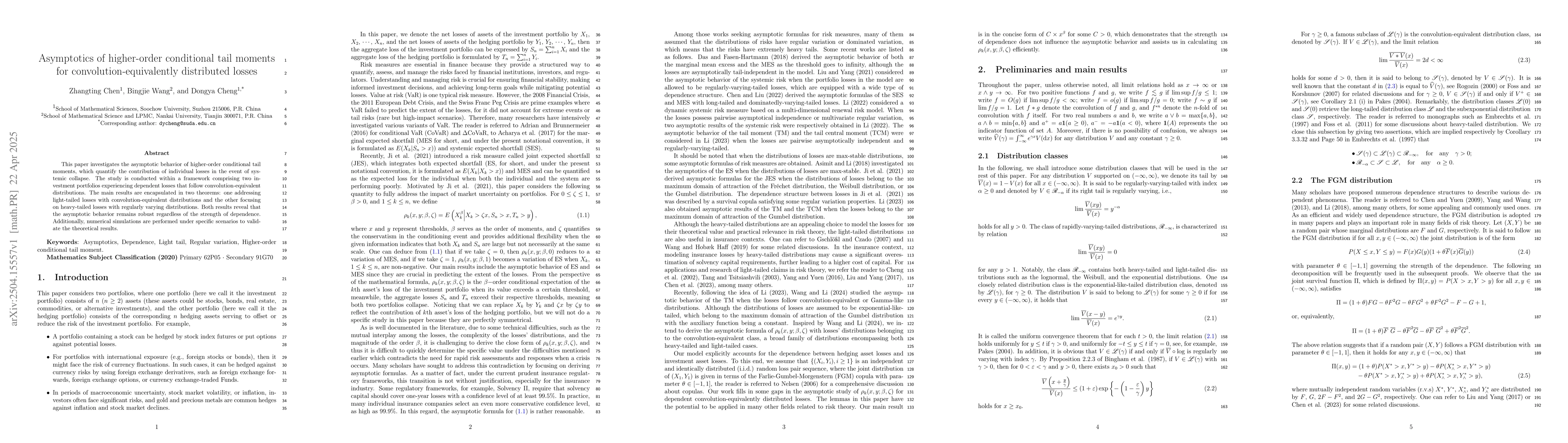 Thumbnail for Asymptotics of higher-order conditional tail moments for
  convolution-equivalently distributed losses