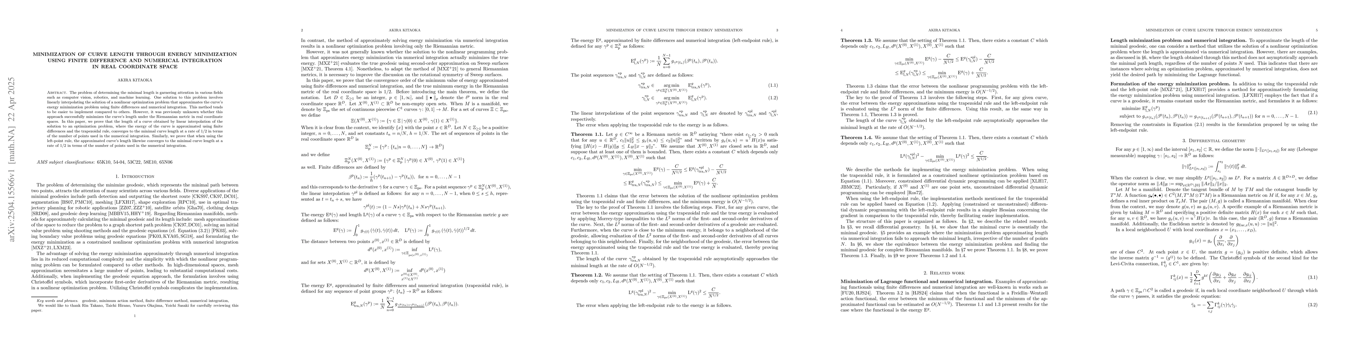 Thumbnail for Minimization of Curve Length through Energy Minimization using Finite
  Difference and Numerical Integration in Real Coordinate Space