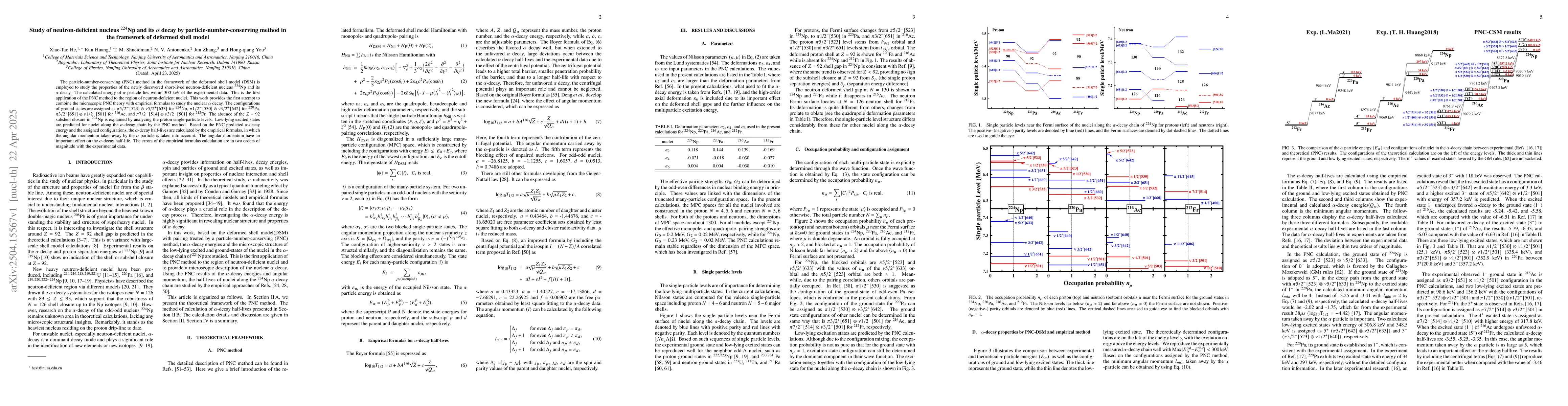 Thumbnail for Study of neutron-deficient nucleus 224Np and its α decay by
  particle-number-conserving method in the framework of deformed shell model