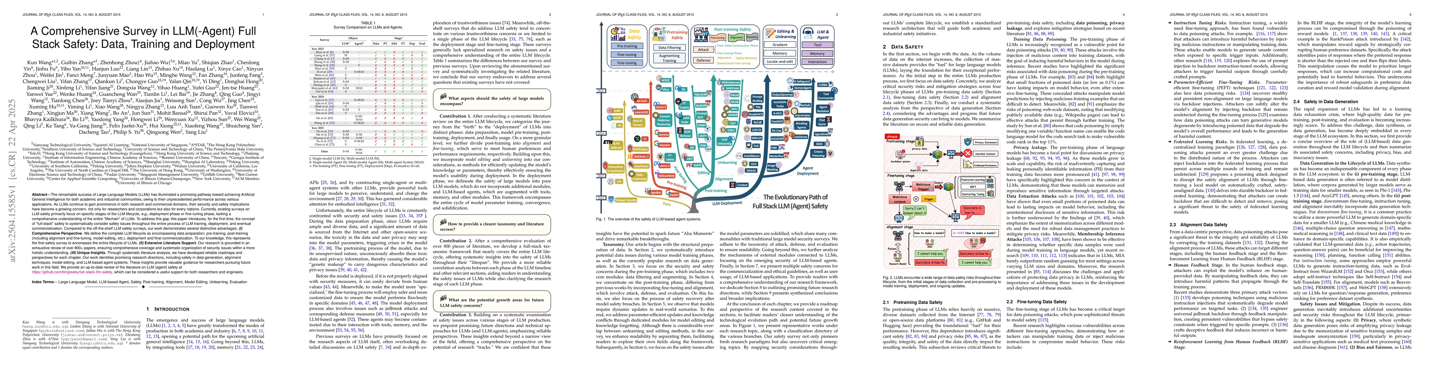 Thumbnail for A Comprehensive Survey in LLM(-Agent) Full Stack Safety: Data, Training
  and Deployment