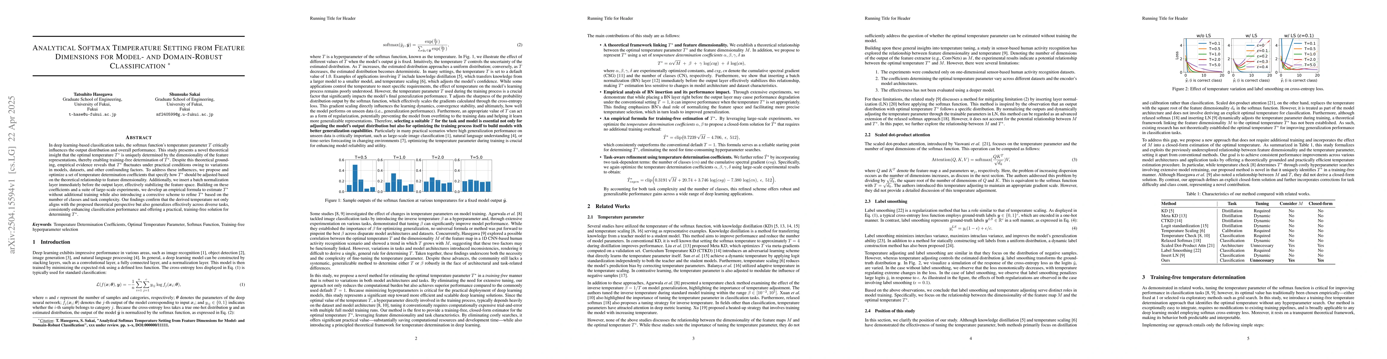 Thumbnail for Analytical Softmax Temperature Setting from Feature Dimensions for
  Model- and Domain-Robust Classification
