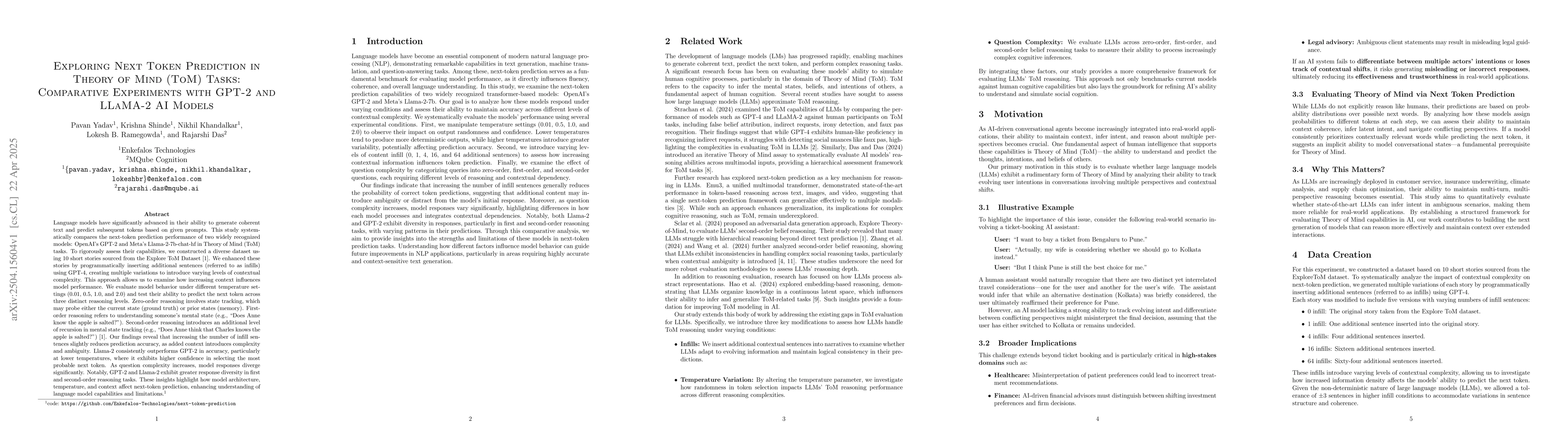 Thumbnail for Exploring Next Token Prediction in Theory of Mind (ToM) Tasks:
  Comparative Experiments with GPT-2 and LLaMA-2 AI Models