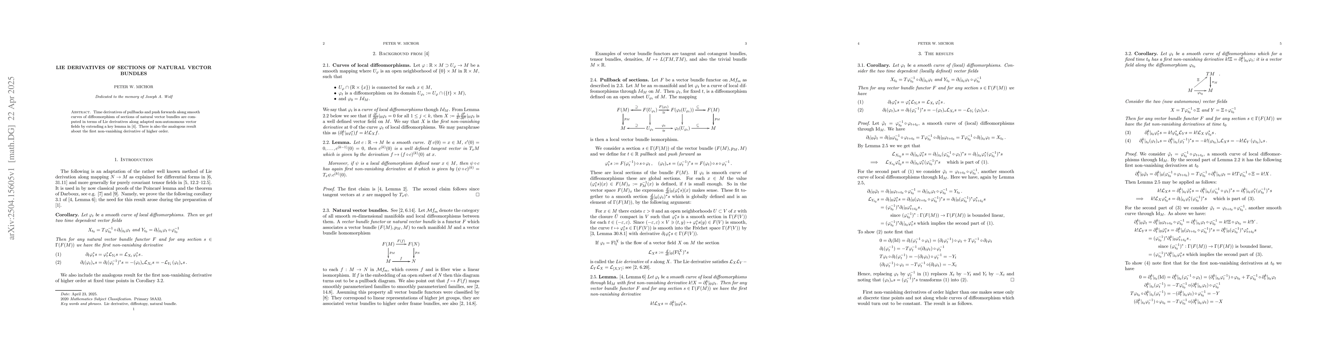 Thumbnail for Lie derivatives of sections of natural vector bundles