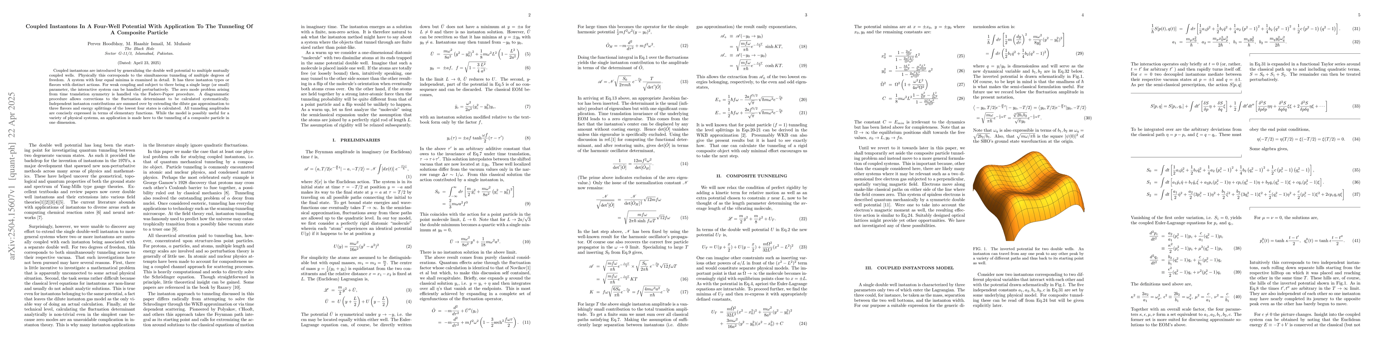 Thumbnail for Coupled Instantons In A Four-Well Potential With Application To The
  Tunneling Of A Composite Particle