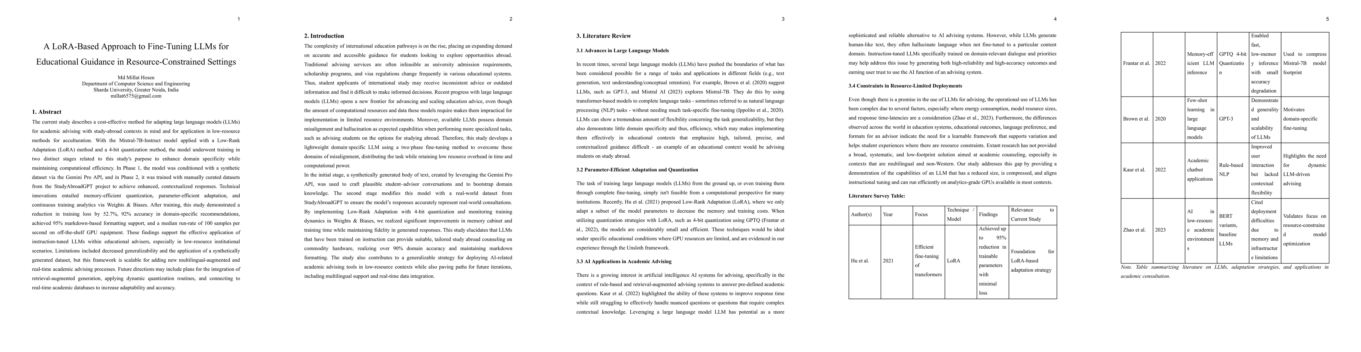 Thumbnail for A LoRA-Based Approach to Fine-Tuning LLMs for Educational Guidance in
  Resource-Constrained Settings