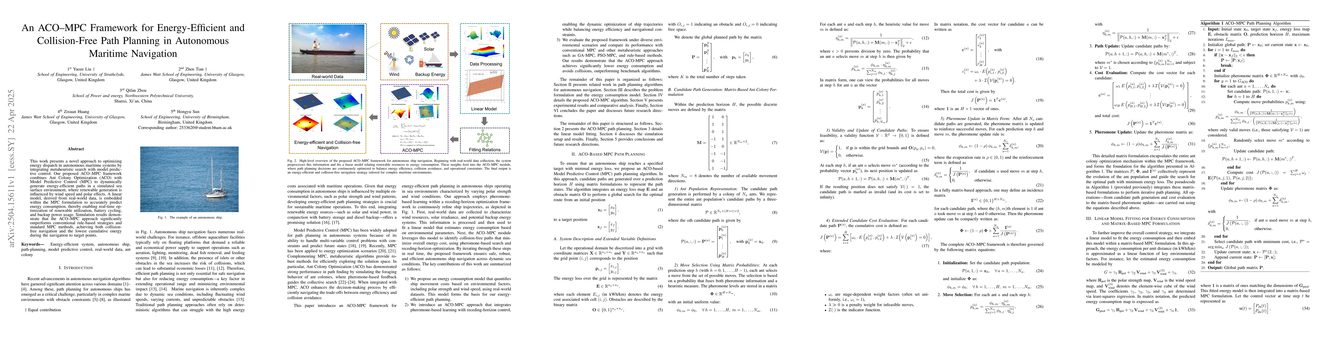 Thumbnail for An ACO-MPC Framework for Energy-Efficient and Collision-Free Path
  Planning in Autonomous Maritime Navigation
