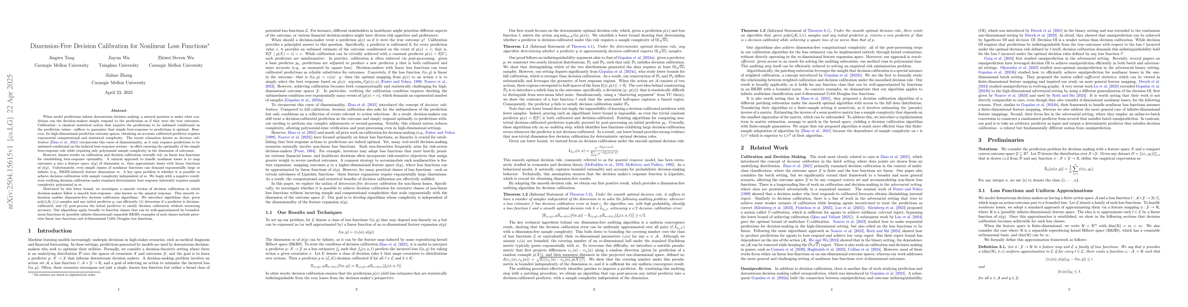 Thumbnail for Dimension-Free Decision Calibration for Nonlinear Loss Functions