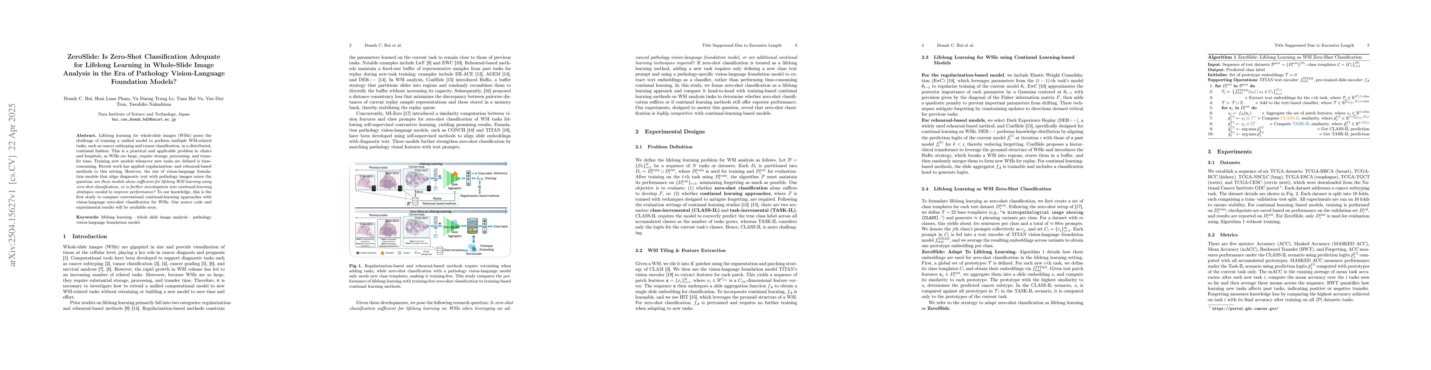 Thumbnail for ZeroSlide: Is Zero-Shot Classification Adequate for Lifelong Learning in
  Whole-Slide Image Analysis in the Era of Pathology Vision-Language Foundation
  Models?