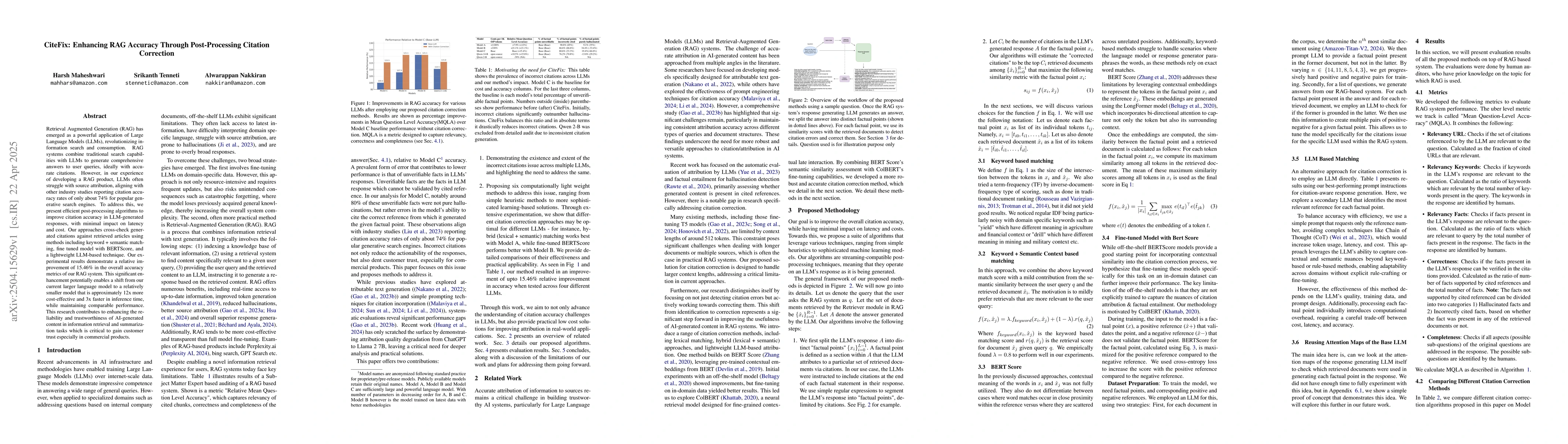 Thumbnail for CiteFix: Enhancing RAG Accuracy Through Post-Processing Citation
  Correction