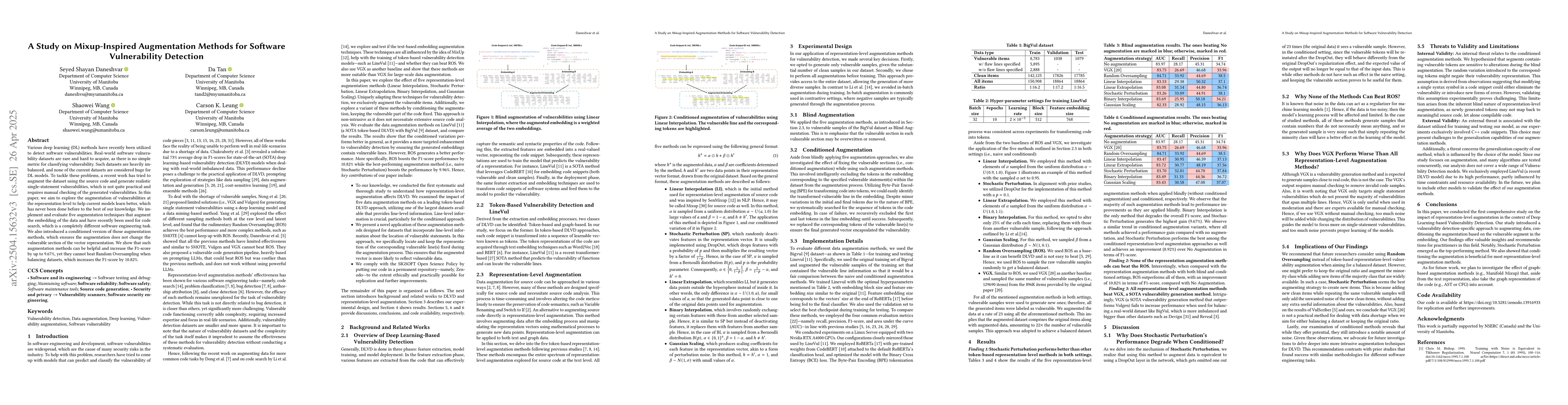 Thumbnail for A Study on Mixup-Inspired Augmentation Methods for Software
  Vulnerability Detection