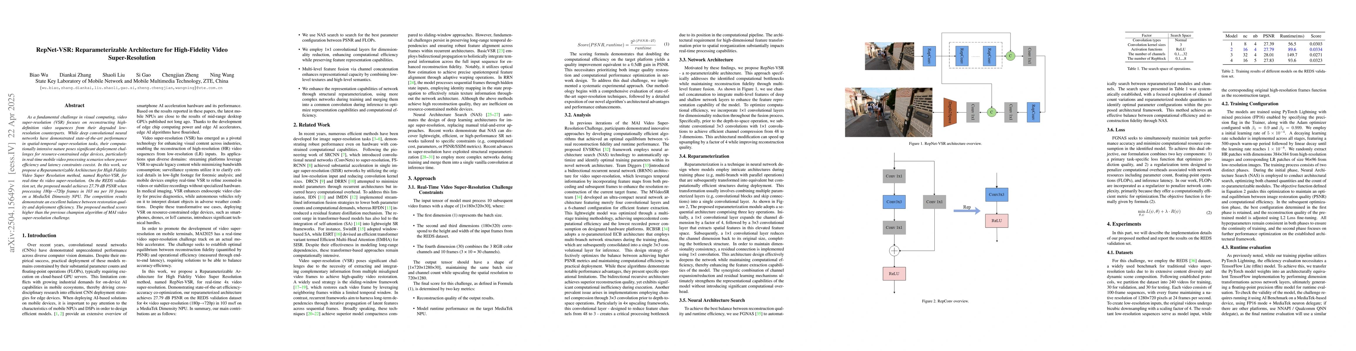 Thumbnail for RepNet-VSR: Reparameterizable Architecture for High-Fidelity Video
  Super-Resolution
