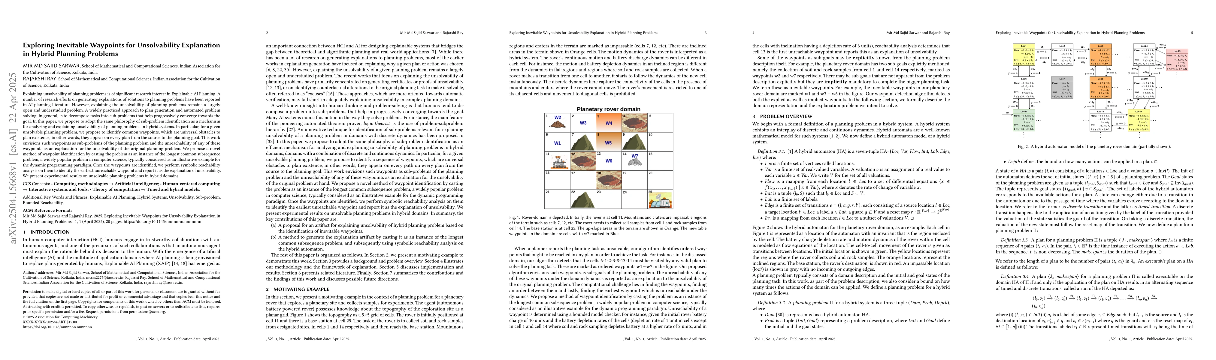 Thumbnail for Exploring Inevitable Waypoints for Unsolvability Explanation in Hybrid
  Planning Problems