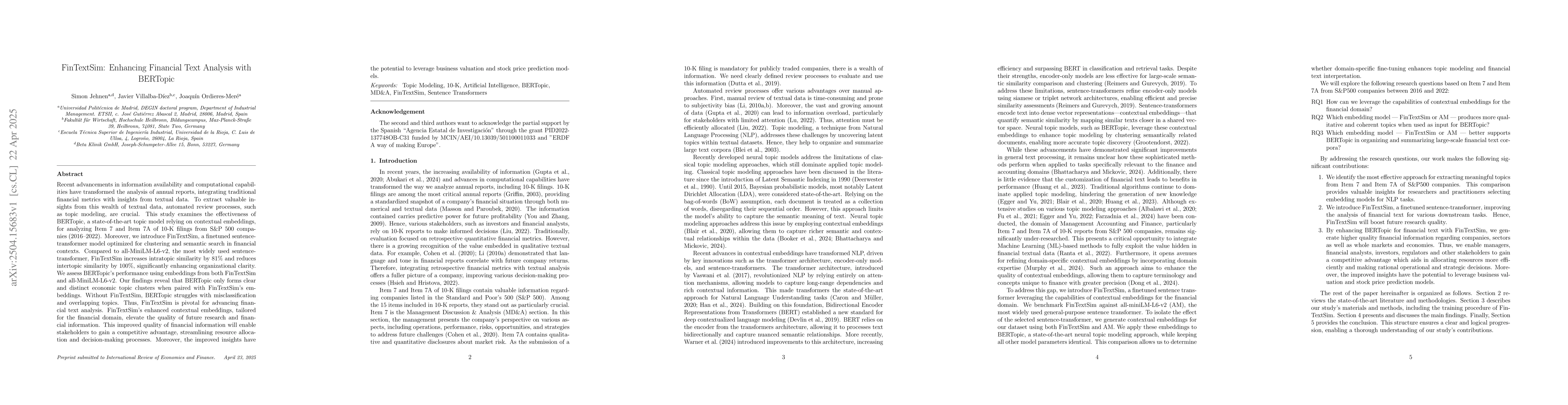 Thumbnail for FinTextSim: Enhancing Financial Text Analysis with BERTopic