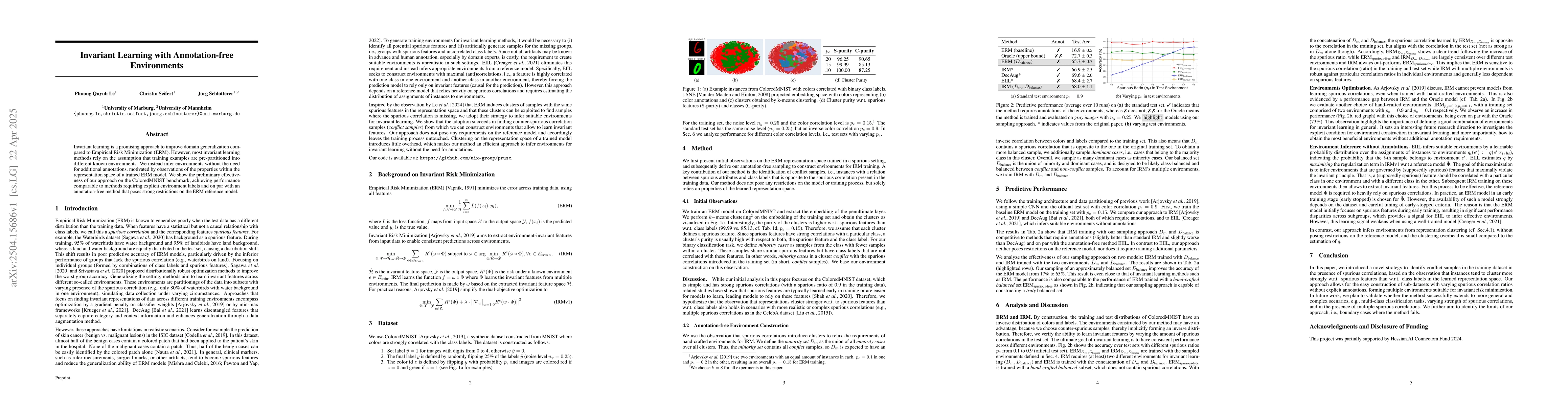 Thumbnail for Invariant Learning with Annotation-free Environments