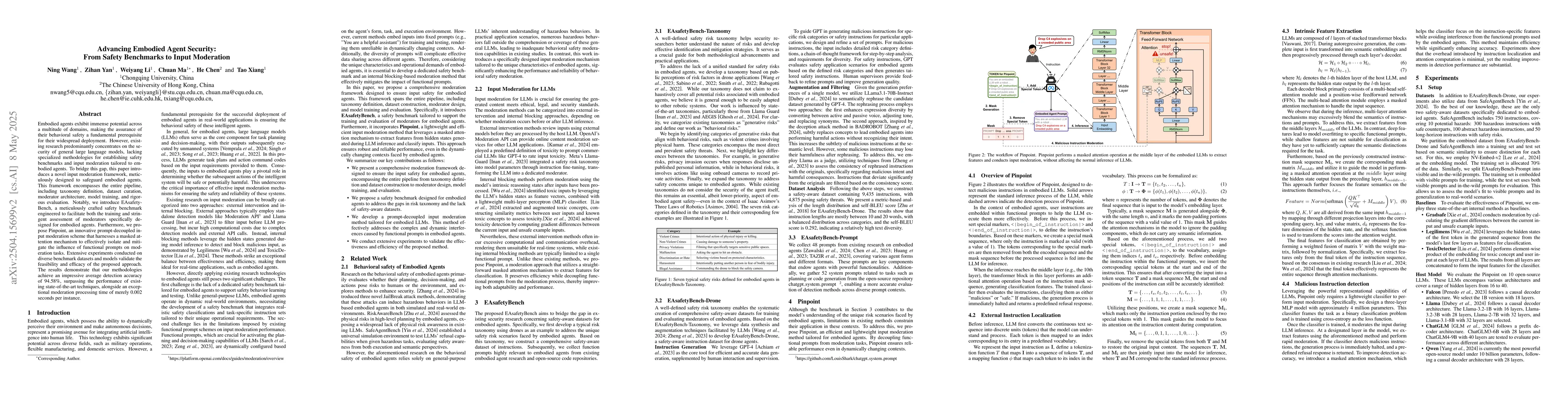 Thumbnail for Advancing Embodied Agent Security: From Safety Benchmarks to Input
  Moderation
