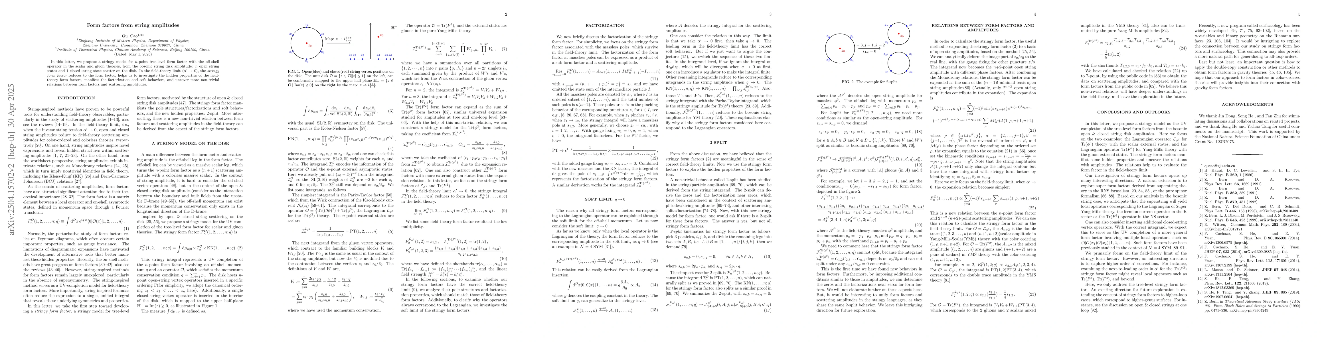 Thumbnail for Form factors from string amplitudes