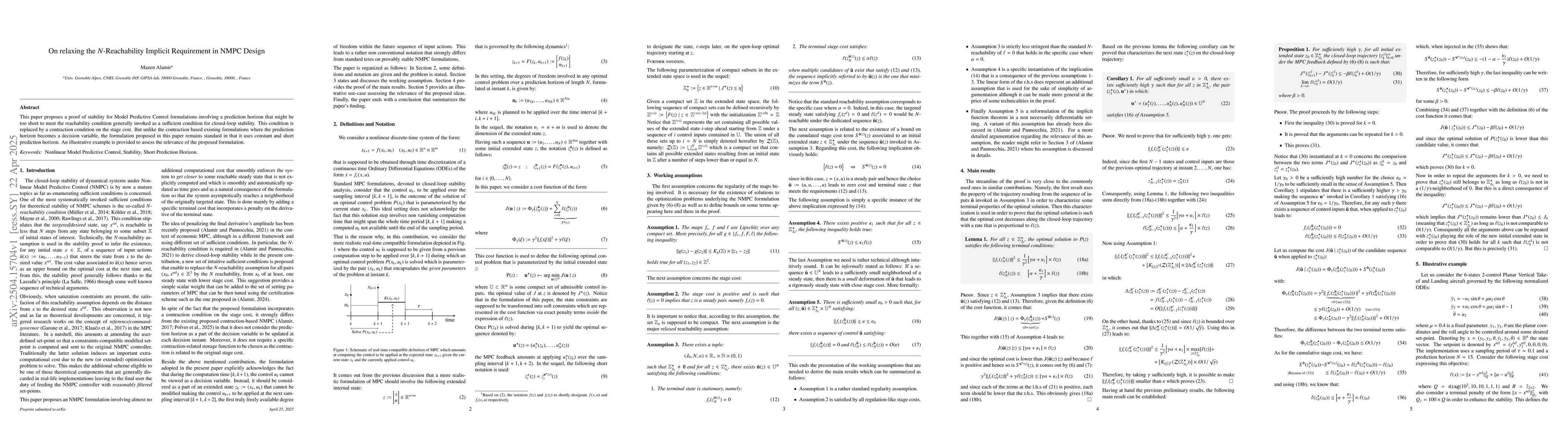 Thumbnail for On relaxing the N-Reachability Implicit Requirement in NMPC Design