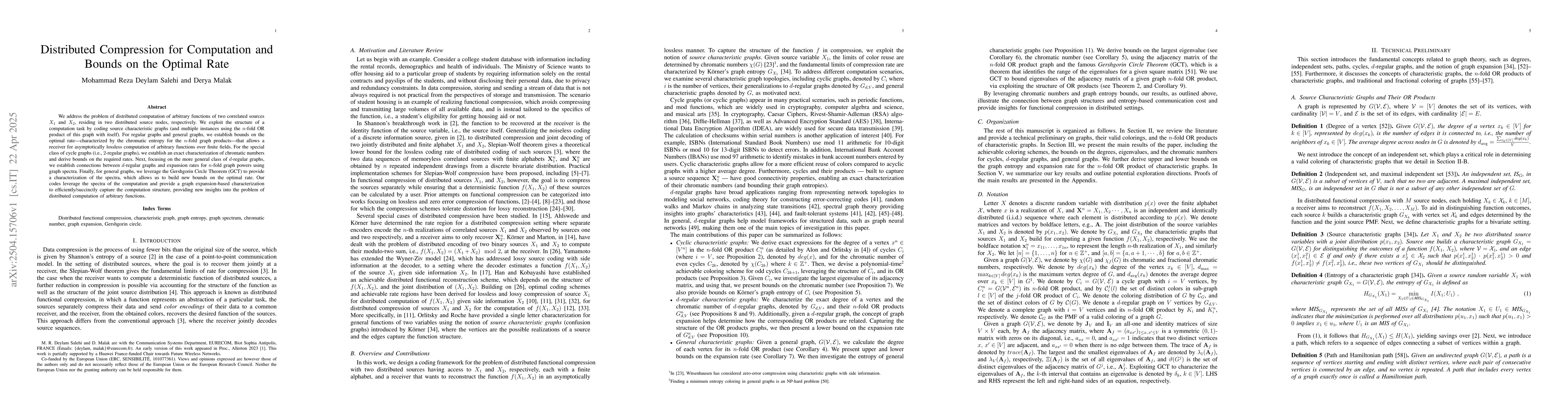 Thumbnail for Distributed Compression for Computation and Bounds on the Optimal Rate