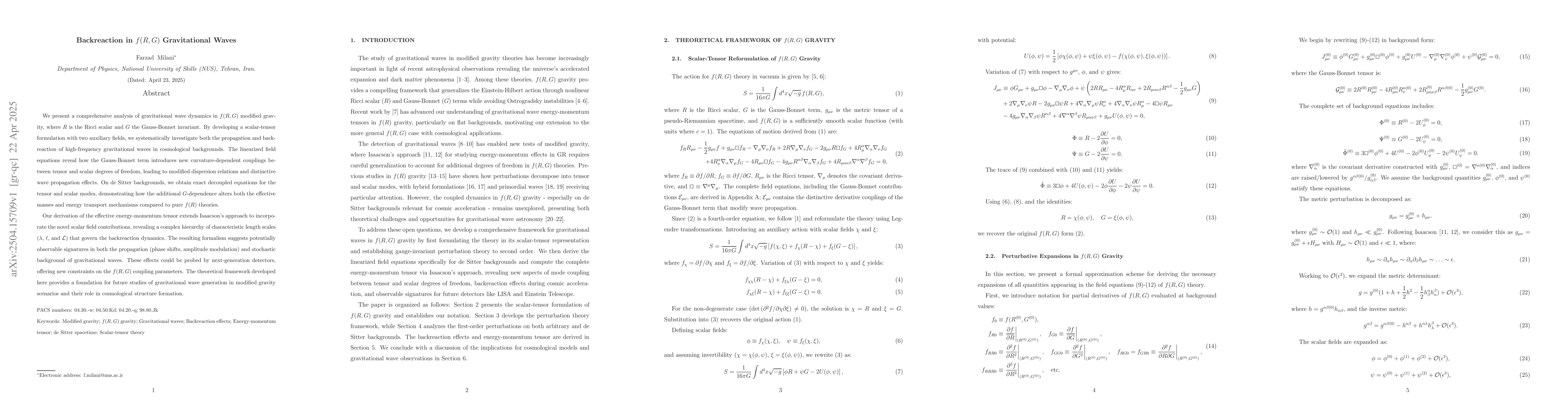 Thumbnail for Backreaction in $f(R,G)$ Gravitational Waves