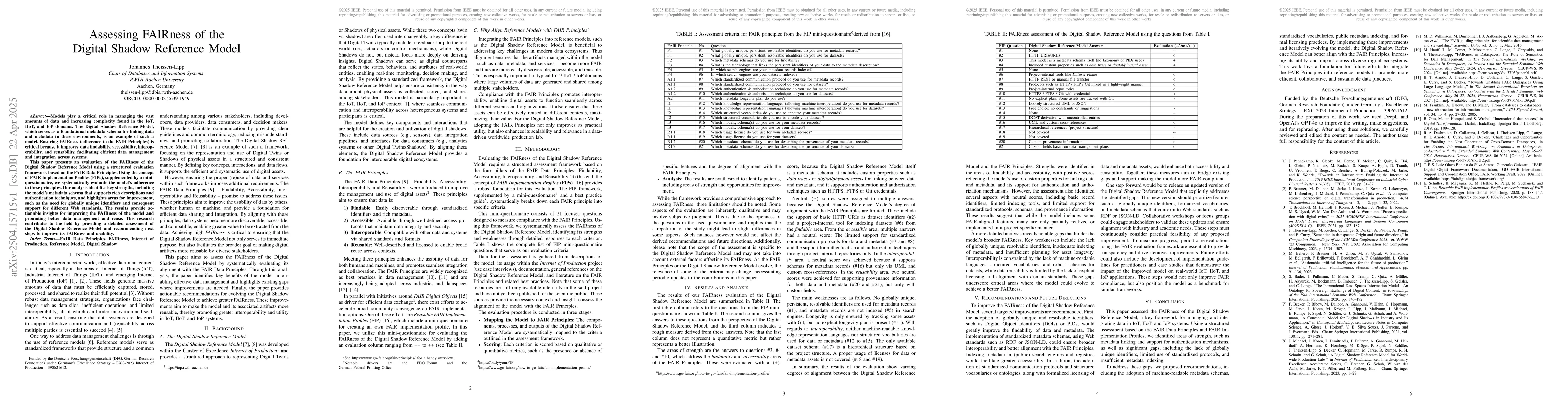 Thumbnail for Assessing FAIRness of the Digital Shadow Reference Model
