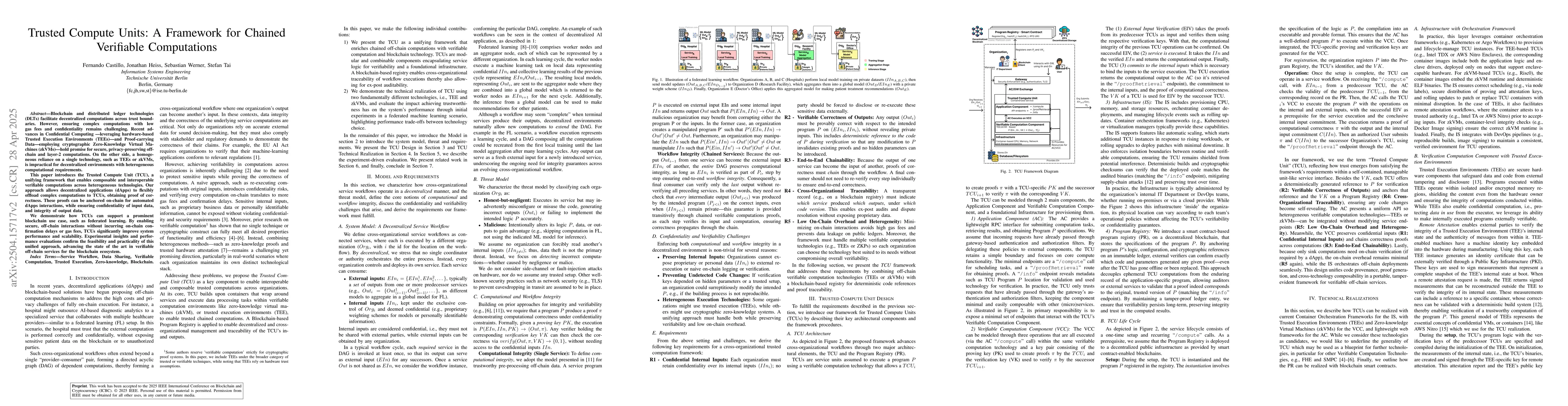 Thumbnail for Trusted Compute Units: A Framework for Chained Verifiable Computations