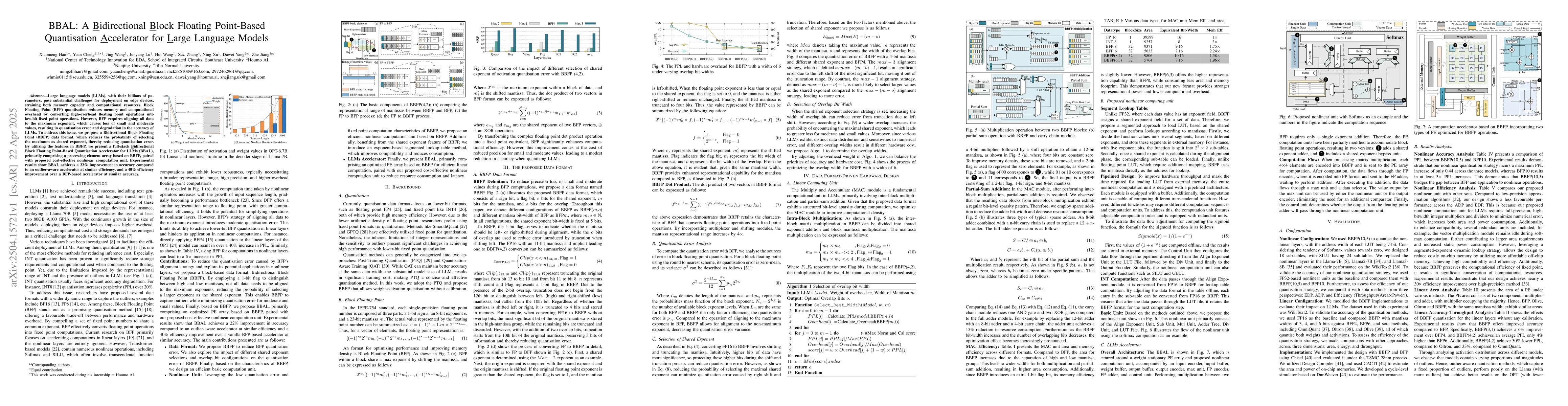 Thumbnail for BBAL: A Bidirectional Block Floating Point-Based Quantisation
  Accelerator for Large Language Models
