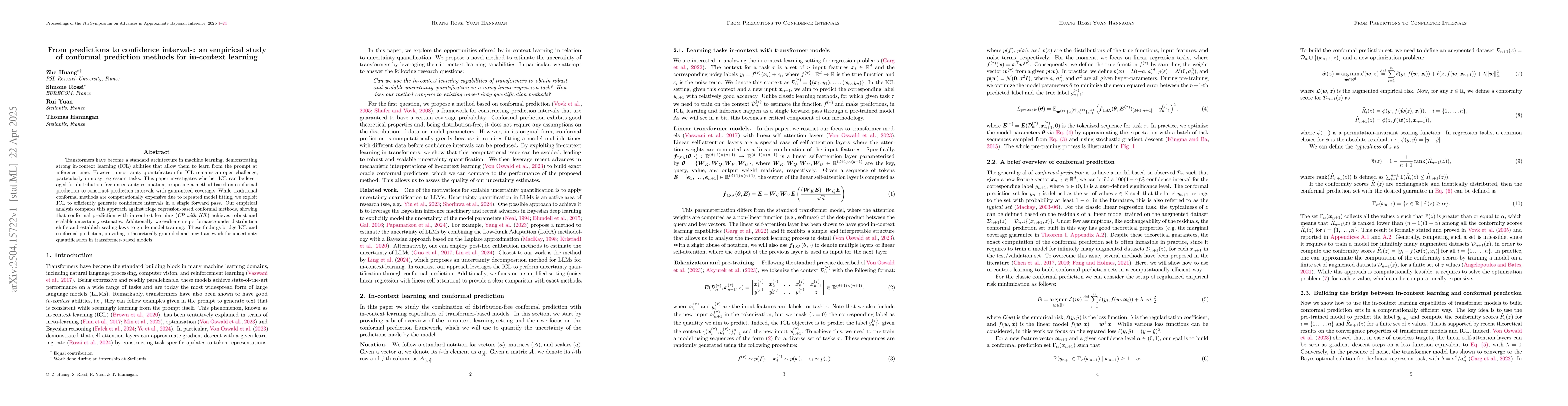 Thumbnail for From predictions to confidence intervals: an empirical study of
  conformal prediction methods for in-context learning