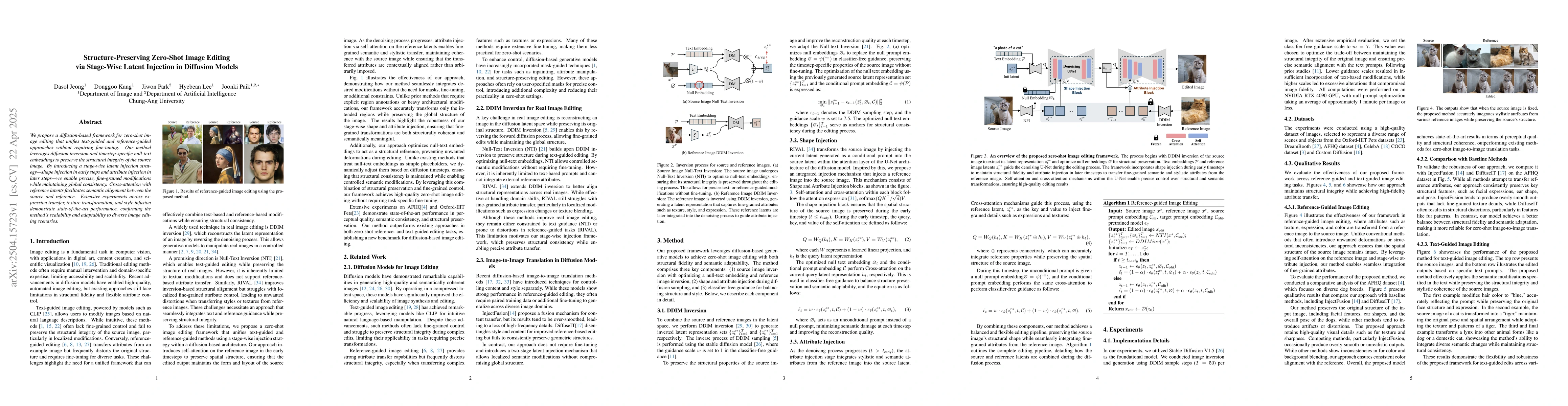 Thumbnail for Structure-Preserving Zero-Shot Image Editing via Stage-Wise Latent
  Injection in Diffusion Models