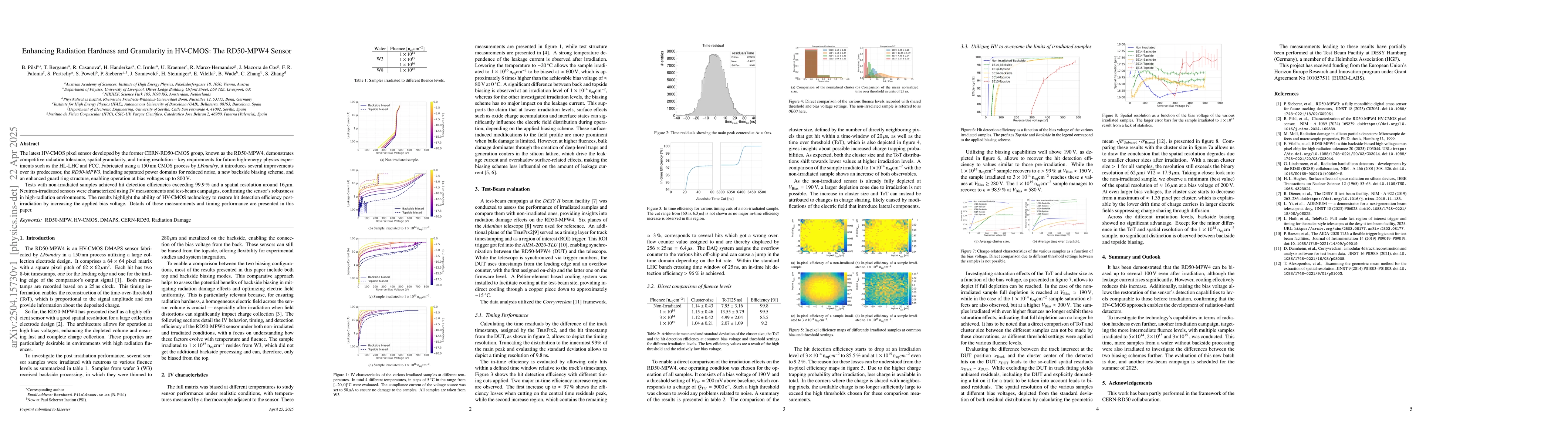 Thumbnail for Enhancing Radiation Hardness and Granularity in HV-CMOS: The RD50-MPW4
  Sensor