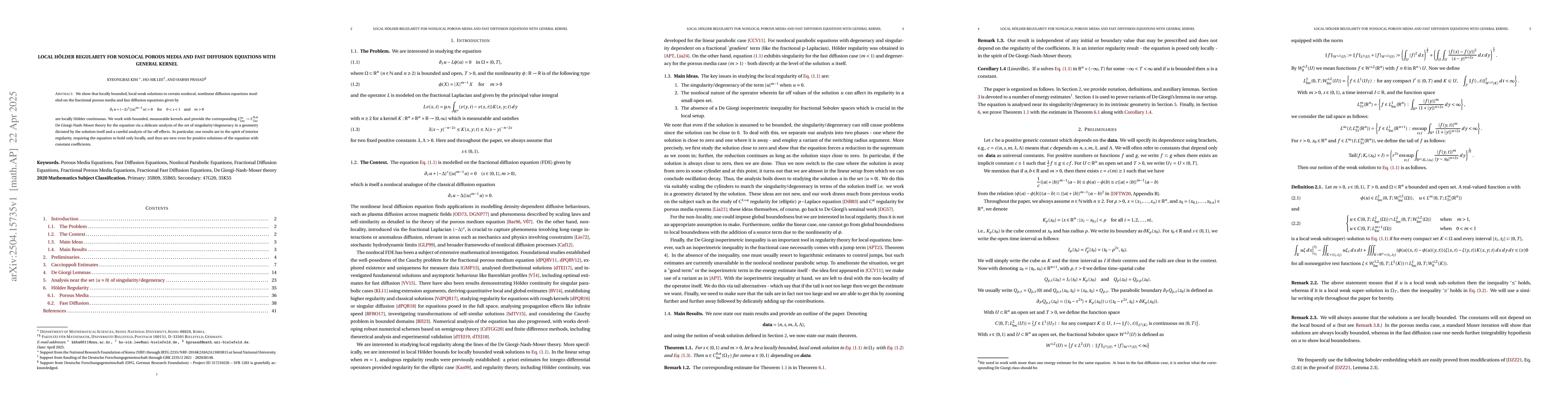 Thumbnail for Local Hölder Regularity For Nonlocal Porous Media And Fast Diffusion
  Equations With General Kernel