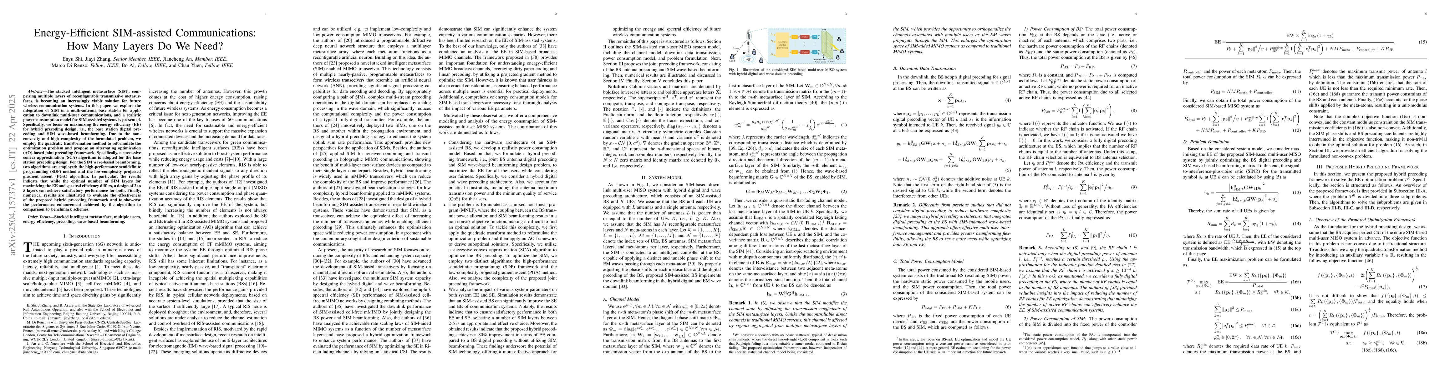 Thumbnail for Energy-Efficient SIM-assisted Communications: How Many Layers Do We
  Need?