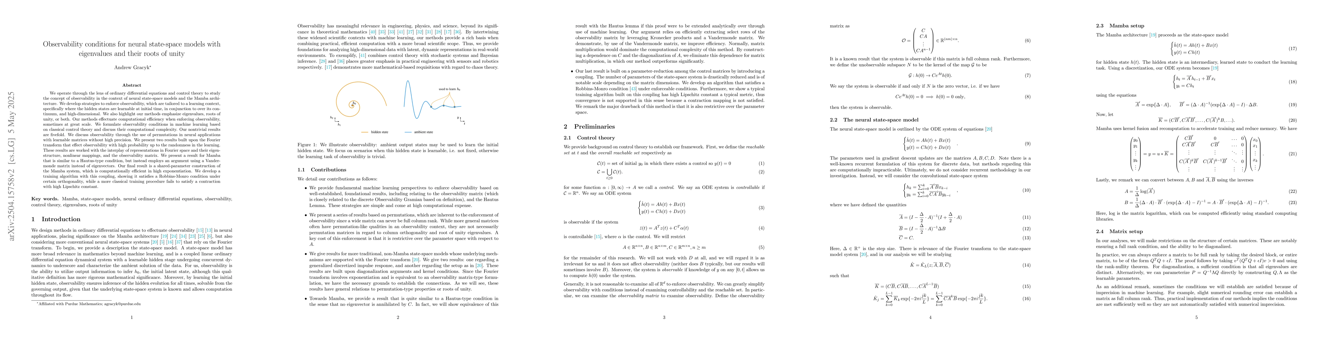 Thumbnail for Observability conditions for neural state-space models with eigenvalues
  and their roots of unity