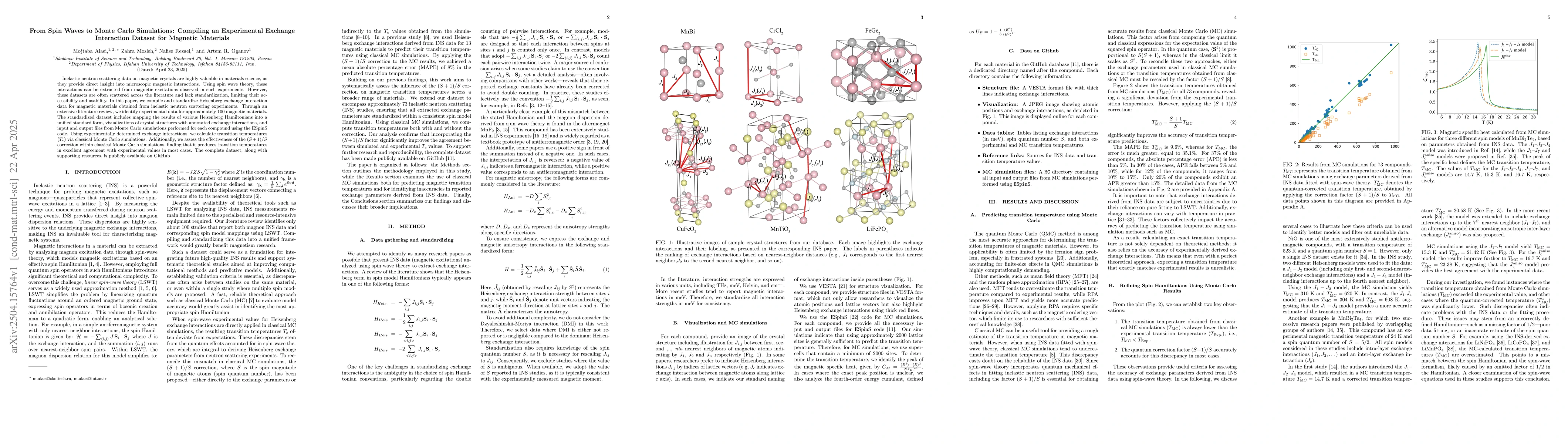 Thumbnail for From Spin Waves to Monte Carlo Simulations: Compiling an Experimental
  Exchange Interaction Dataset for Magnetic Materials
