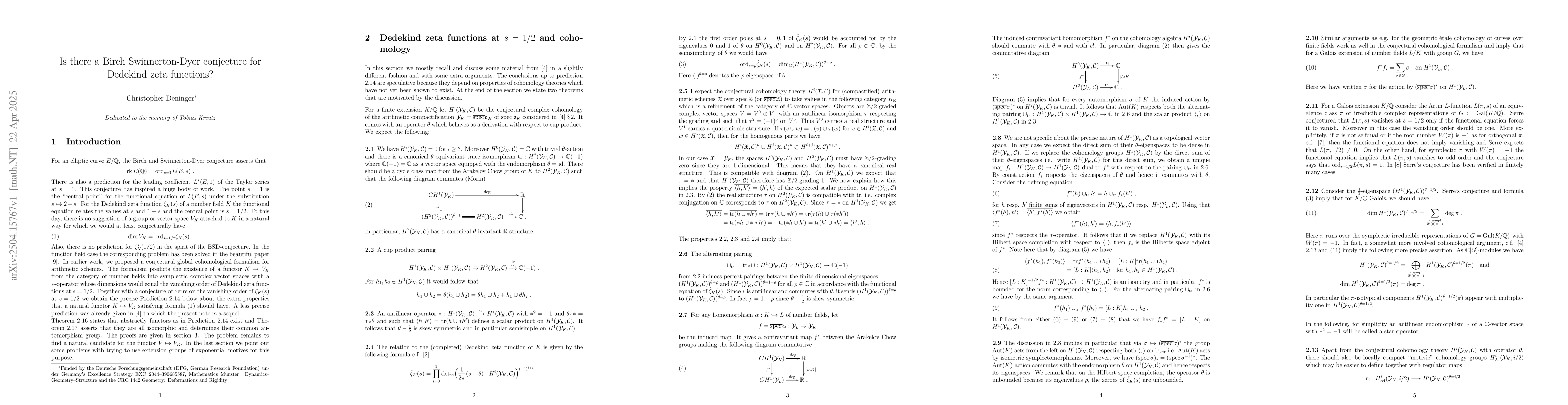 Thumbnail for Is there a Birch Swinnerton-Dyer conjecture for Dedekind zeta functions?