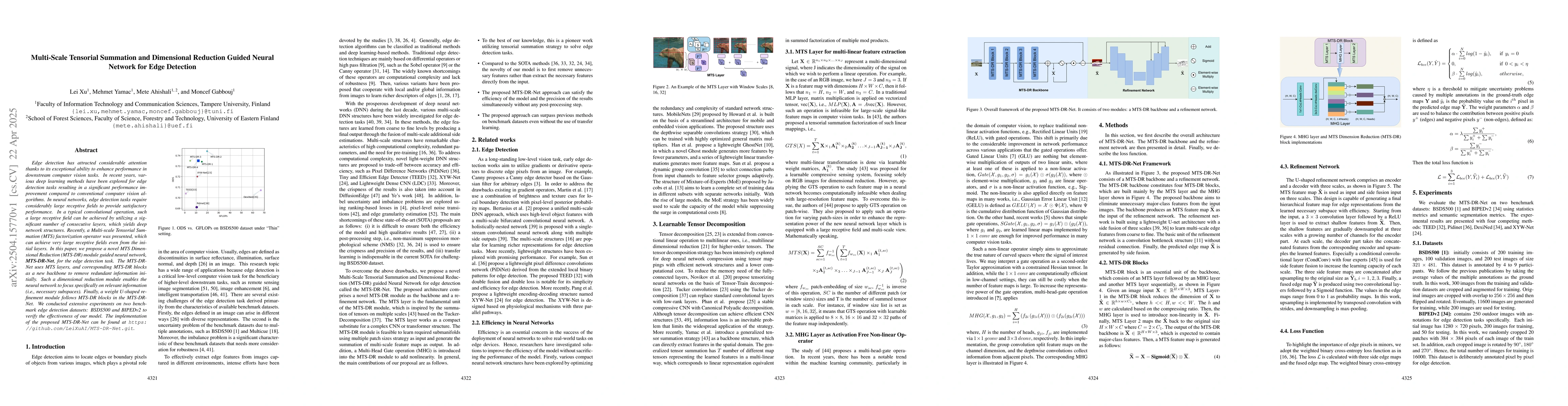 Thumbnail for Multi-Scale Tensorial Summation and Dimensional Reduction Guided Neural
  Network for Edge Detection