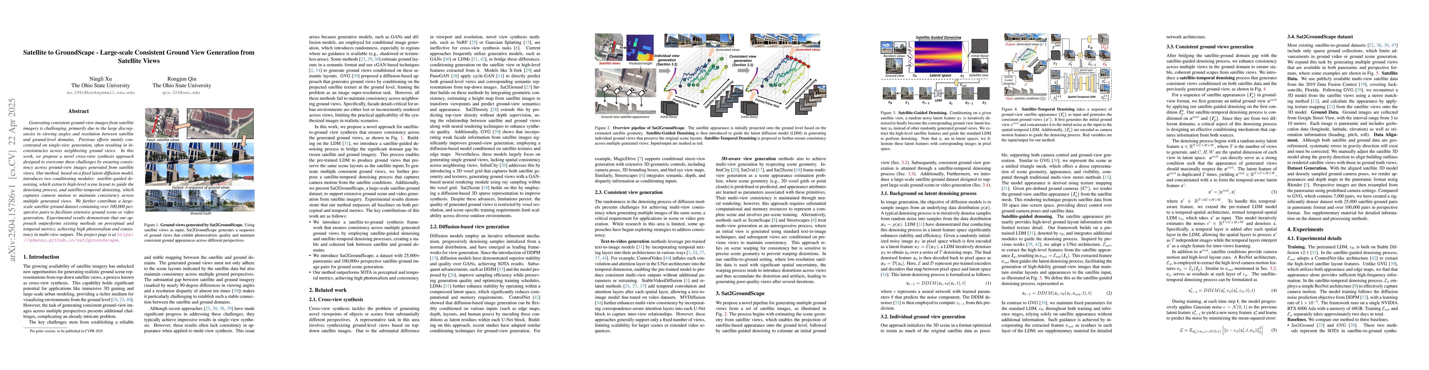 Thumbnail for Satellite to GroundScape -- Large-scale Consistent Ground View
  Generation from Satellite Views