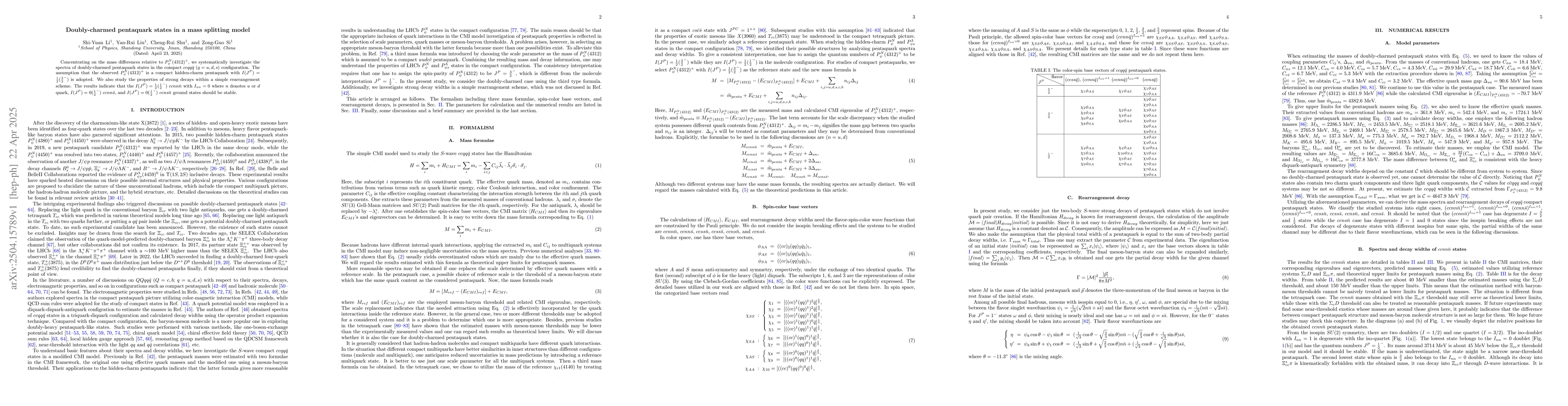Thumbnail for Doubly-charmed pentaquark states in a mass splitting model