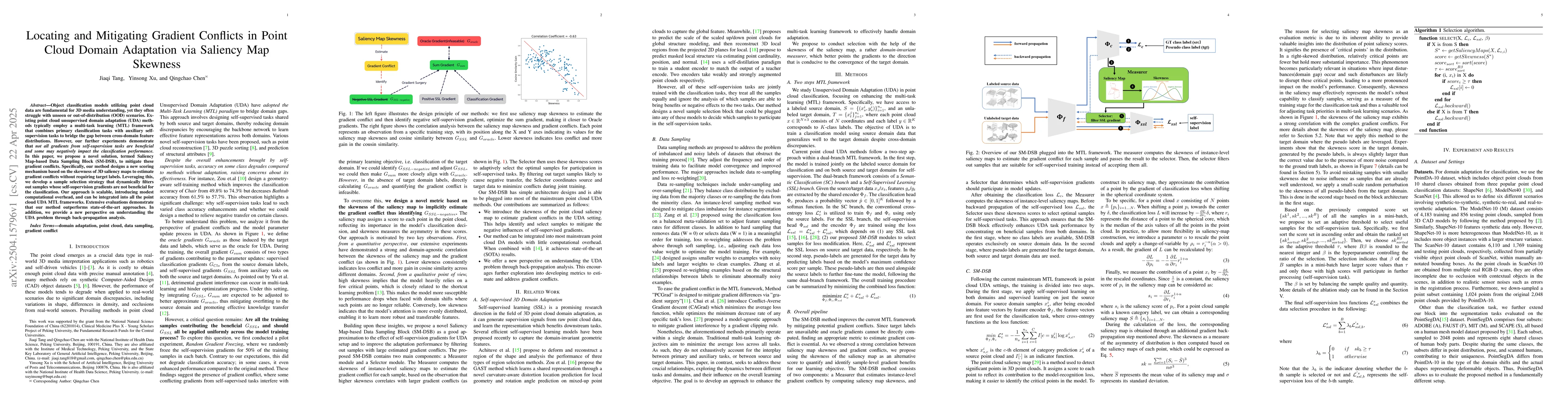 Thumbnail for Locating and Mitigating Gradient Conflicts in Point Cloud Domain
  Adaptation via Saliency Map Skewness