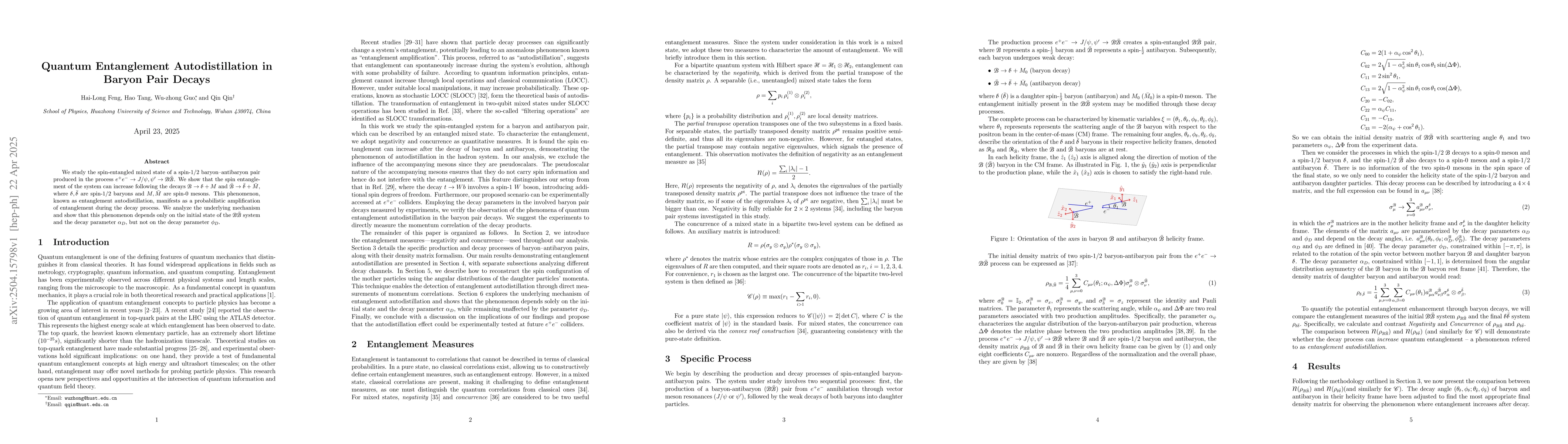 Thumbnail for Quantum Entanglement Autodistillation in Baryon Pair Decays