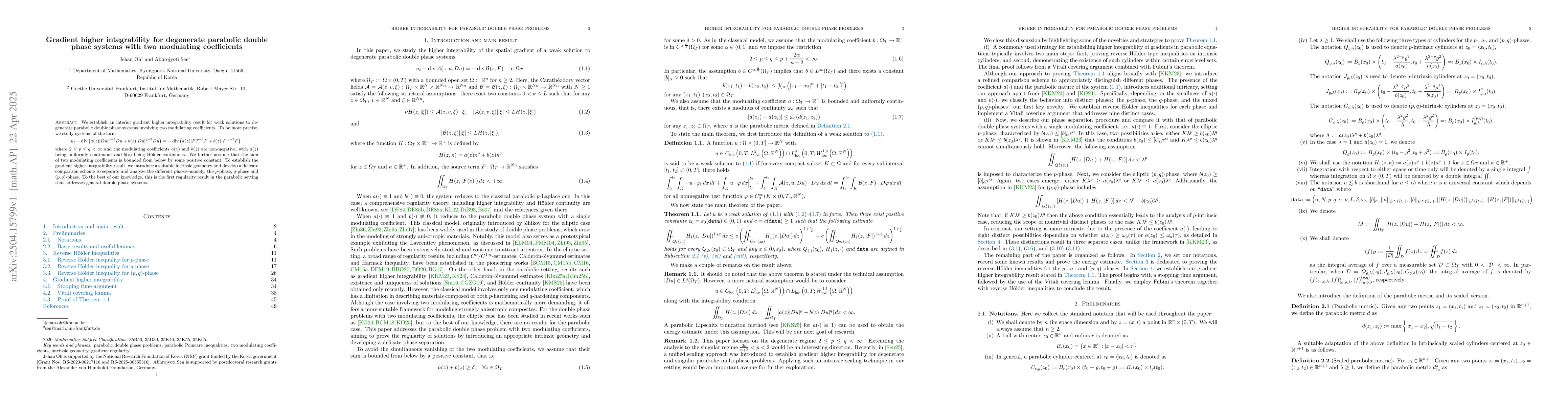 Thumbnail for Gradient higher integrability for degenerate parabolic double phase
  systems with two modulating coefficients