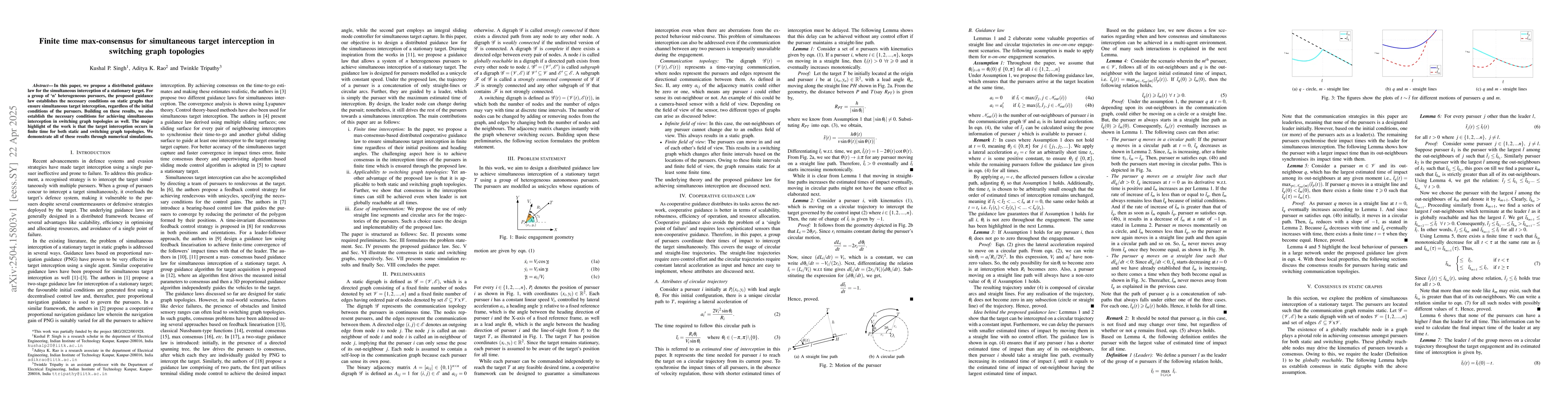 Thumbnail for Finite time max-consensus for simultaneous target interception in
  switching graph topologies