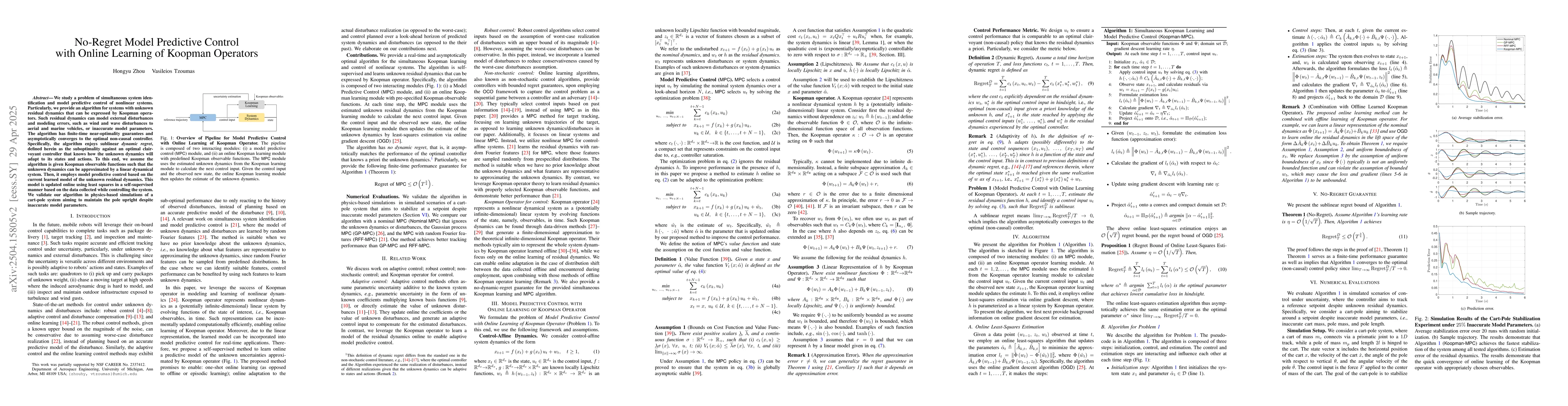 Thumbnail for No-Regret Model Predictive Control with Online Learning of Koopman
  Operators