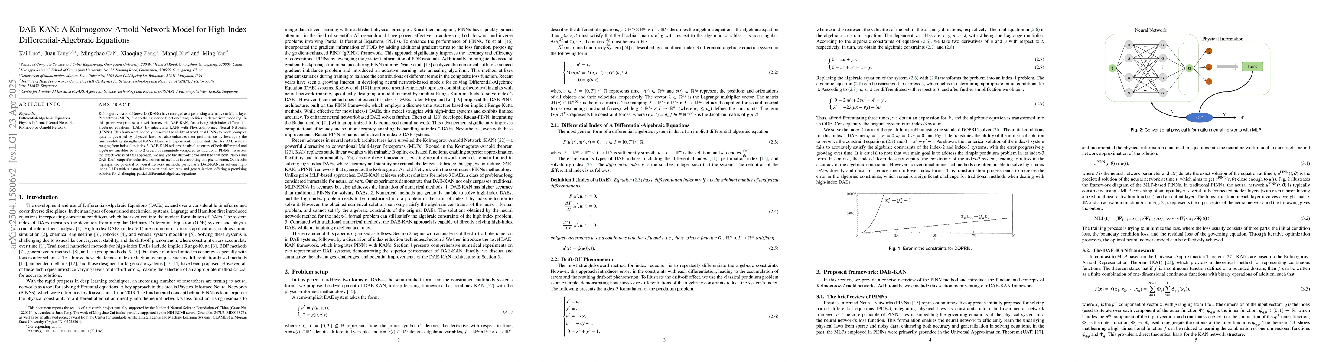 Thumbnail for DAE-KAN: A Kolmogorov-Arnold Network Model for High-Index
  Differential-Algebraic Equations