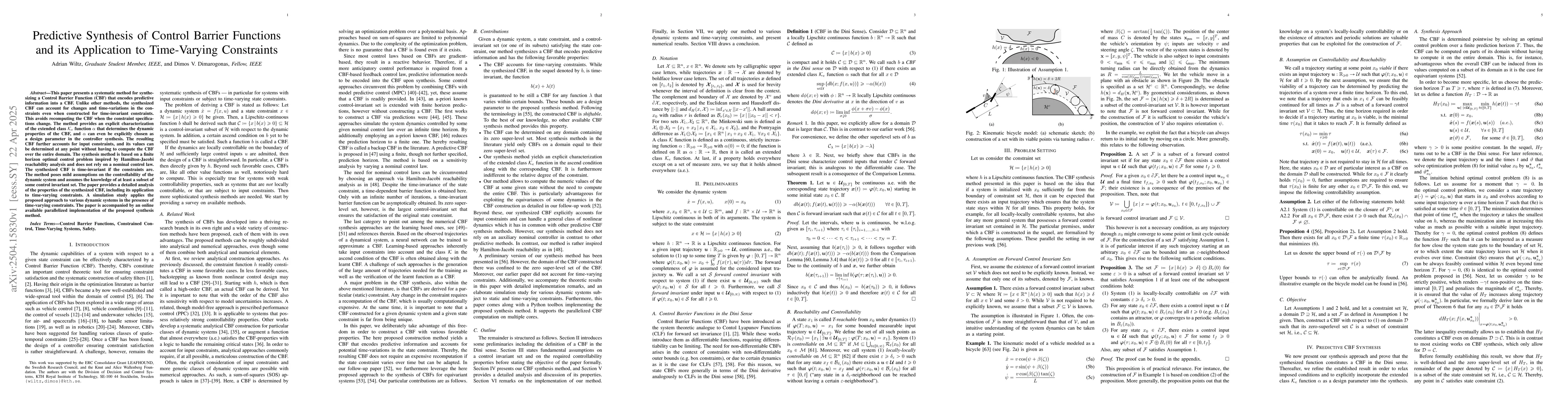 Thumbnail for Predictive Synthesis of Control Barrier Functions and its Application to
  Time-Varying Constraints